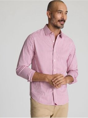 UNTUCKit Slim Fit Pink Gingham Button Down Wrinkle-Free Cotton Size M